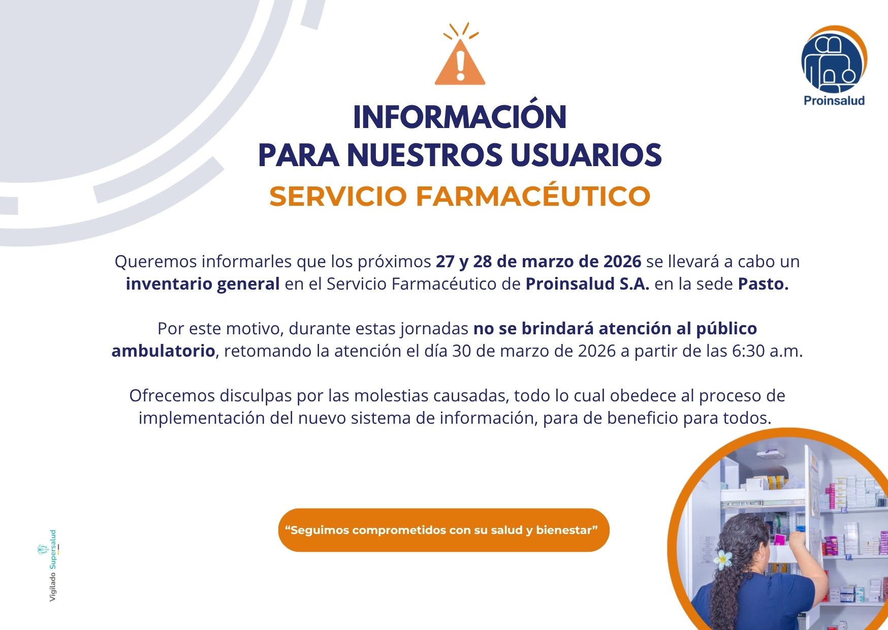 Comunicado informativo PROINSALUD.CO